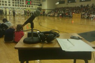 Calling high school basketball from a student desk in Galax, VA